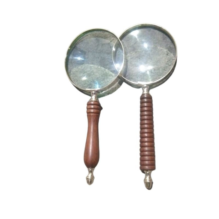 Brass Magnifying Glass: Magnifier With Wood Handle