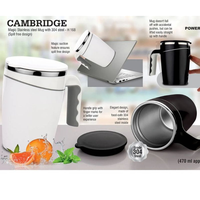 Cambridge Magic Stainless steel Mug with 304 steel | Spill free design (470 ml approx)
