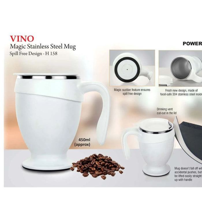 Vino Magic Stainless steel Mug | Spill free design (450 ml approx.)