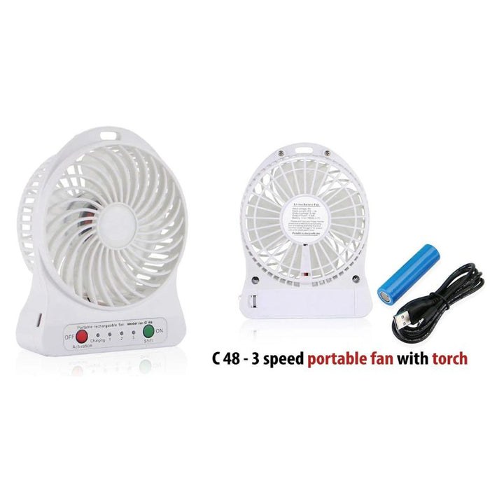 3 speed portable fan with torch