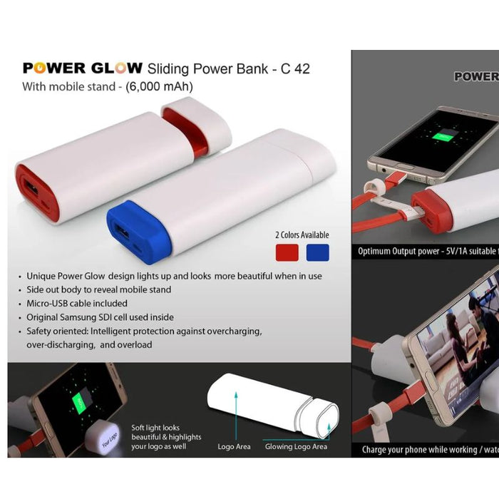 PowerGlow Sliding power bank with mobile stand
