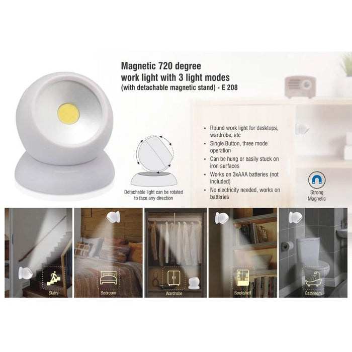 Magnetic 720 degree work light with 3 light modes